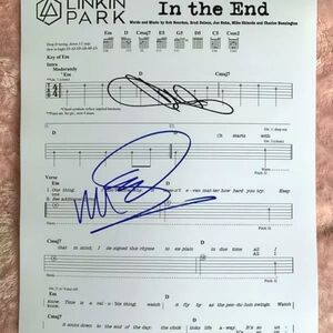 AUTOGRAPHED Chester Bennington & Mike Shinoda Lyric Sheet Linkin Park
